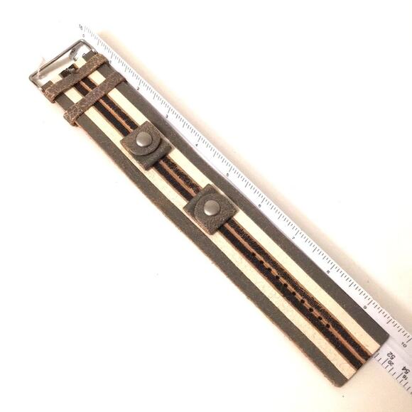 Fossil wide leather wristbands watch  NWOT gray main image 8